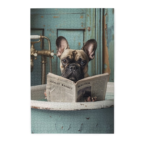 1000 PCS 1000 Piece Wooden Puzzles Dog's bathtub time,High difficulty puzzle,Creative Activity Hobbies for Adults,Enchanting Dog's bathtub time Wood Puzzle,Whimsy Jigsaw Piece,Stress relieving puzzle