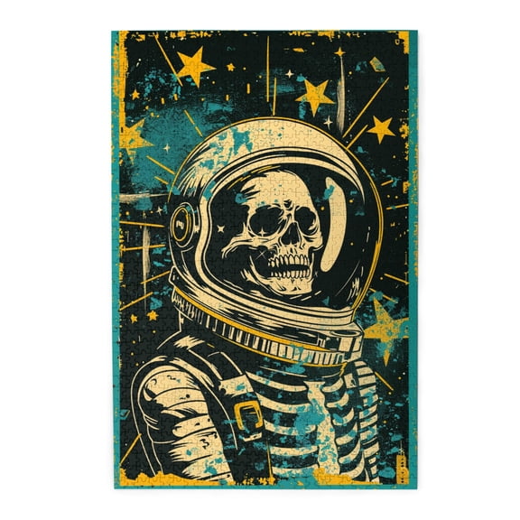 1000 PCS 1000 Piece Wooden Puzzles Skeleton astronaut,Challenging Brain Exercise,Unique Artwork for Adults,Modern Art Skeleton astronaut Fun Puzzles 1000 Piece,Creative Activity Hobbies for Adults