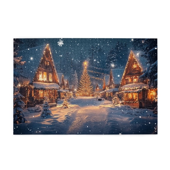 1000 PCS 1000 Piece jigsaw puzzles Enchanting Christmas Street View,Challenging Brain Exercise,Impossible Hard Difficult Challenging Puzzles for Adults,Adults Wooden Puzzle