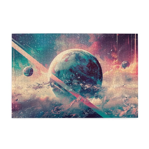 1000 PCS Puzzles For Adults 1000 Pieces Cosmic Planet,Challenging Brain Exercise,Vibrant And Stunning Design,Modern Art Cosmic Planet Wooden Puzzle,Great For Relaxation And Display For Puzzle Lovers