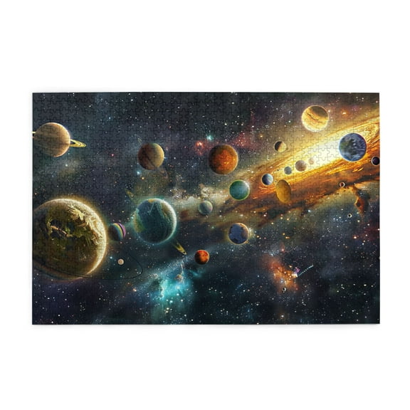 1000 PCS Puzzles For Adults 1000 Pieces Solar System Cosmic Planet,Challenging Brain Exercise,Enchanting Solar System Cosmic Planet Wooden Puzzle,For Space Enthusiast Gift,Stunningly Vibrant Colors