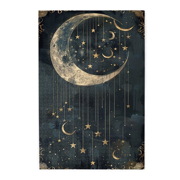 1000 PCS Quiet Starry Night 1000 Piece Puzzle For Adults,Wonderful Imagination,Unique And Beautiful Design,Featuring Unique And Beautiful Illustrations Depicting The Stars And Moon,Wooden Puzzle