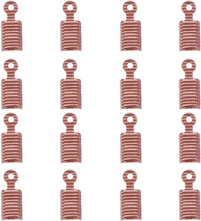 1000 PCS Red Copper Color Brass Cord Ends Folding Crimp Ends Fold Over Crimp Cord Tips/Ends Terminators End Jewelry Findings Tips for Leather diy