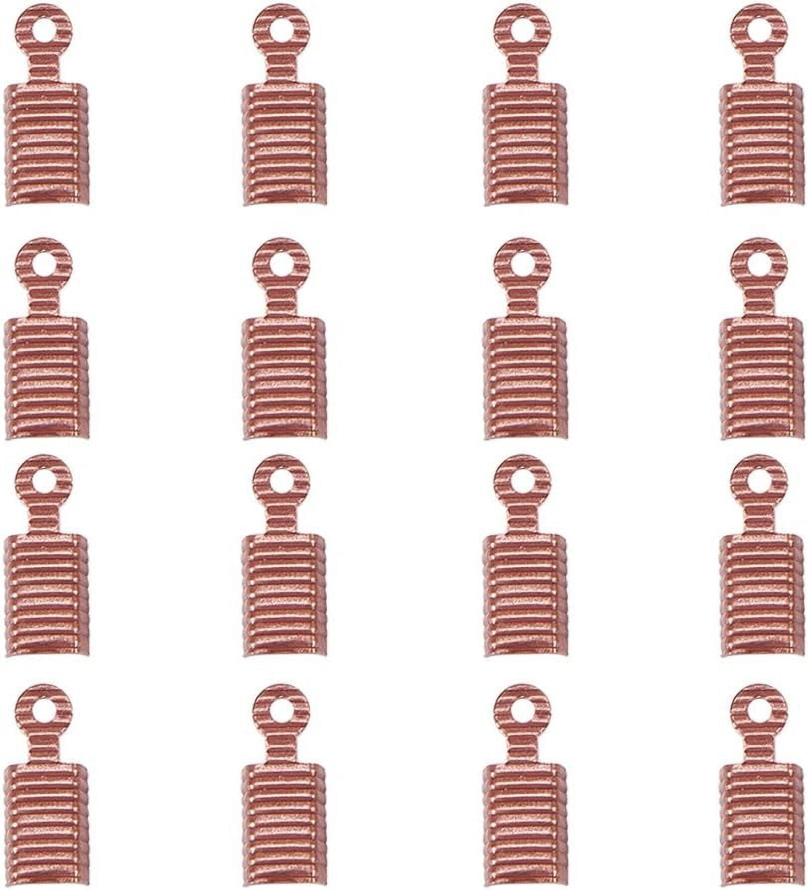 1000 PCS Red Copper Color Brass Cord Ends Folding Crimp Ends Fold Over Crimp Cord Tips/Ends Terminators End Jewelry Findings Tips for Leather