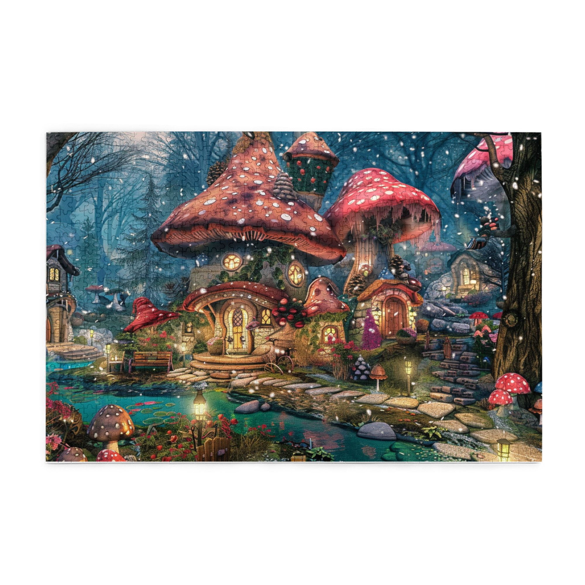 1000 PCS Red Mushroom House World Wooden Puzzle For Adults 1000 Pieces ...