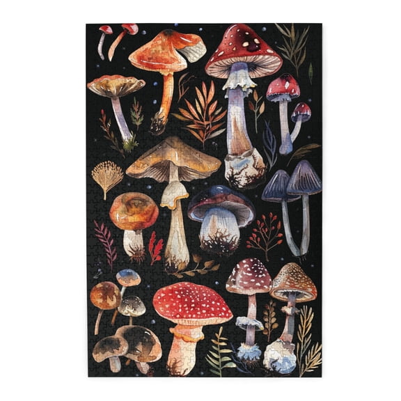 1000 PCS Red Mushroom Wooden Puzzles 1000 Piece,Challenging Brain Exercise,Whimsy Jigsaw Pieces,Impossible Hard Difficult Challenging Puzzles for Adults,for Mushroom Lovers Gifts,Stunning Artwork