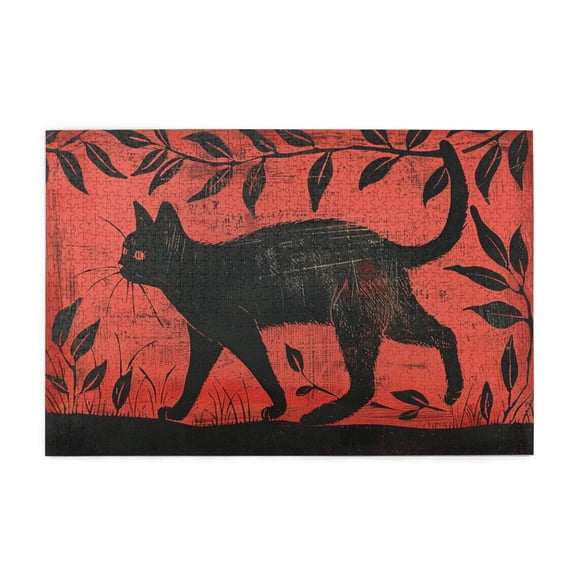 1000 PCS Retro Black Cat 1000 Pcs Animal Jigsaw Puzzles,Challenging Brain Exercise,Animal Enthusiasts' Charming Artworks,Fun Wooden Puzzle,Creative Activity Hobbies For Adults
