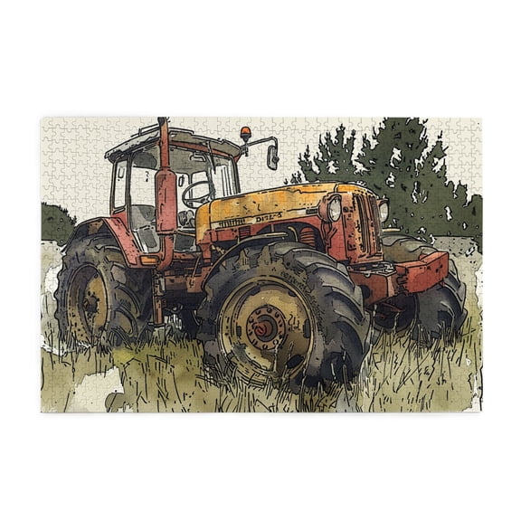 1000 PCS Retro Tractor Wooden Puzzles For Adults 1000 Pieces,High Difficulty Puzzle,Classic Tractor Fun Wood Puzzle,Challenging Brain Exercise,Impossible Hard Difficult Challenging Puzzles For Adults