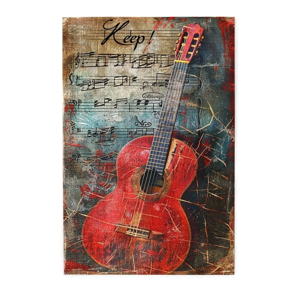 1000 PCS Retro Violin And Notes - 1000 Piece Family Jigsaw Puzzles,Depicting A Violin With Retro And Beautiful Illustrations As Its Feature,Ideal Choice For Family Entertainment,Wooden Puzzle