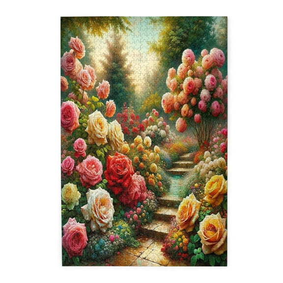 1000 PCS Romantic Roses Garden 1000 Piece Vibrant Jigsaw,Stunningly Vibrant Colors,Funny Artwork For Adults,Great For Relaxation And Display For Puzzle Enthusiast,Beautiful Wooden Puzzles