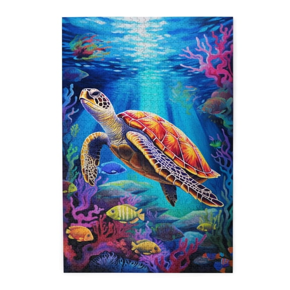 1000 PCS Sea Turtle'S Ocean Tour - 1000 Piece Vibrant Jigsaw,Enjoy The Puzzle Solving Process,Relax And Enjoy The Fun Of Solving Puzzles,Charm Wooden Puzzles,Charm Artwork For Animal Enthusiasts