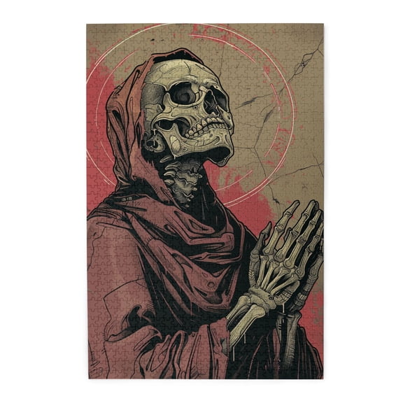 1000 PCS The Skeleton of Prayer jigsaw puzzles 1000 pieces,Unique Artwork for Adults,Brain Challenge,Modern Art Skeleton Wooden Stress relieving puzzle,Enjoy the puzzle solving process,Relax yourself
