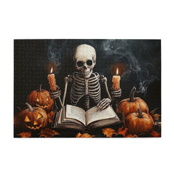 1000 PCS Skeleton Reading By Candle 1000 Piece Puzzle For Adults,Enjoy The Puzzle Solving Process,Relax Yourself,Modern Art Skeleton Wooden Jigsaw Puzzles Game,Funny Holiday Gifts,Stunning Artwork