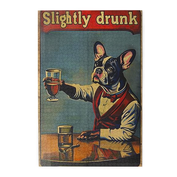 1000 PCS Slightly Drunk Slogan Dogs drinking alcohol Wooden Puzzles 1000 Piece,Unique and Beautiful Design,Modern Art Dogs drinking alcohol Puzzle,Great for Relaxation and Display for Puzzle Lovers