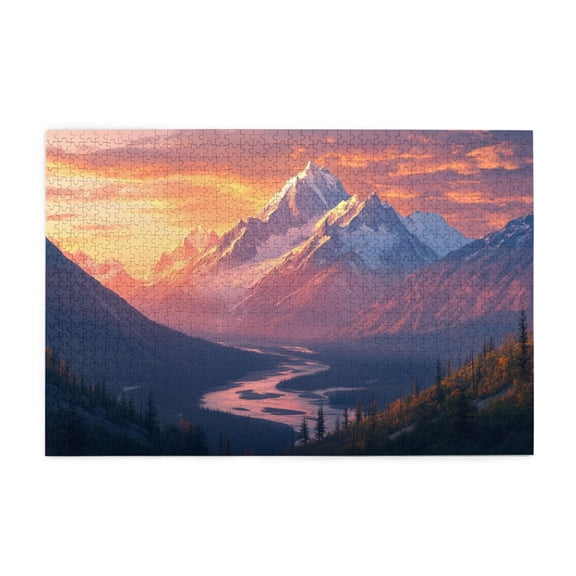1000 PCS Snow Mountain Stream Landscape 1000 Piece Puzzle For Adults,Brain Challenge,Stress Relieving Pleasure,Modern Art Landscape Photography Wooden Jigsaw Puzzles 1000 Piece,Stunning Artwork