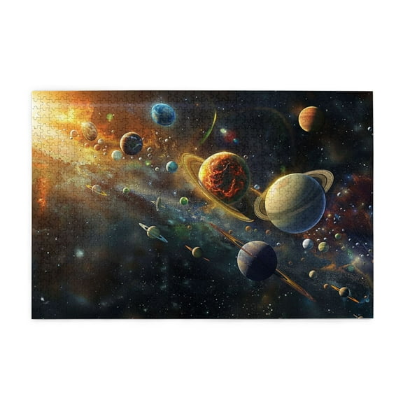 1000 PCS Solar System Cosmic Planet Jigsaw Puzzles 1000 Pieces,Challenging Brain Exercise,3d Puzzles For Adults,Gift For Puzzle & Space Enthusiast,Modern Art Solar System Cosmic Planet Wooden Puzzle
