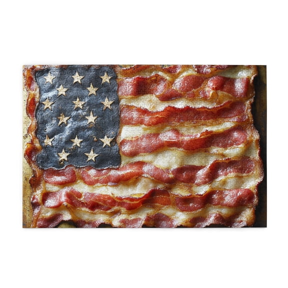 1000 PCS Stars and Stripes Bacon 1000 piece puzzle for adults,Unique and Beautiful Design,Brain Challenge,Suitable for relaxing during holidays,Funny Bacon Wooden High difficulty puzzle 1000 Piece