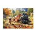 thumbnail image 1 of 1000 PCS Steam Train & Running Puppy Jigsaw Puzzles 1000 Pieces,Challenging Brain Exercise,Enchanting Train & Puppy Retro Style Wooden Puzzle,Impossible Hard Difficult Challenging Puzzles For Adults, 1 of 1