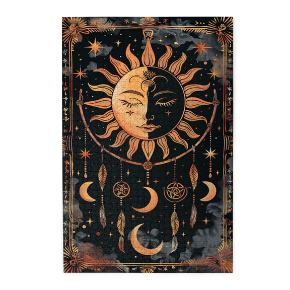 1000 PCS Sun Pattern Totem Texture 1000 Piece Puzzle For Adults,Wonderful Imagination,Enjoy The Puzzle Solving Process,Featuring Unique And Beautiful Illustrations,Depict A Totemic Sun,Wooden Puzzle