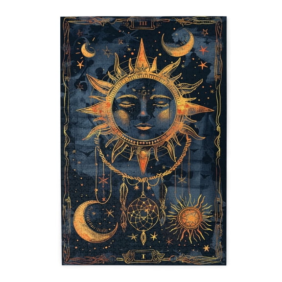 1000 PCS Sun Pattern Totem Texture Wooden Jigsaw Puzzles 1000 Pieces,Unique And Beautiful Design,They Combine To Become A Cultural Symbol,Puzzles Suitable For Entertaining With Family During Holidays