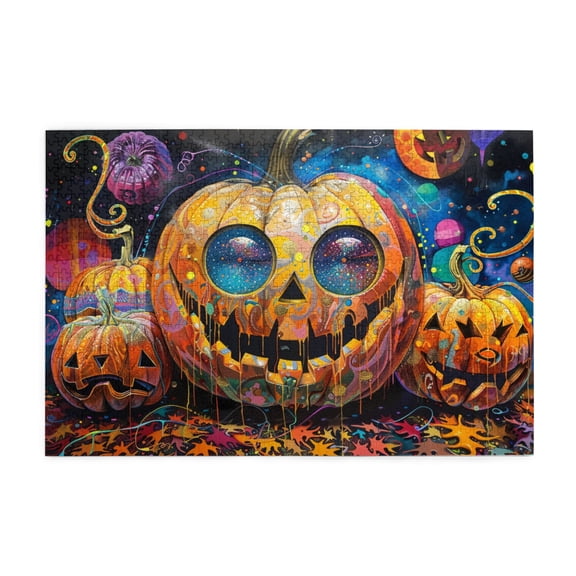 1000 PCS Sunglasses Pumpkin Jigsaw Puzzles 1000 Pieces,Unique And Beautiful Puzzle Design,Funny Sunglasses Pumpkin Wooden Puzzle,Great For Relaxation And Display For Puzzle Enthusiasts