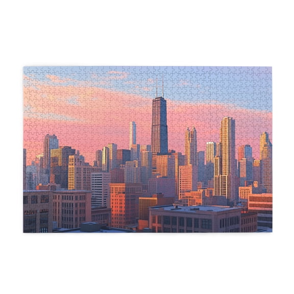 1000 PCS Sunset Chicago 1000 piece puzzle for adults,Brain Challenge,scenery photography,Ideal for Relaxation and Family Fun,Modern Art scenery Wooden Puzzle for Home Wall decoration