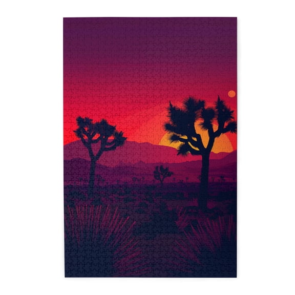 1000 PCS Sunset Desert puzzles for adults 1000 pieces,Brain Challenge,Stress relieving pleasure,Modern Art Sunset Wooden Puzzle Game,Puzzles suitable for entertaining with family during holidays