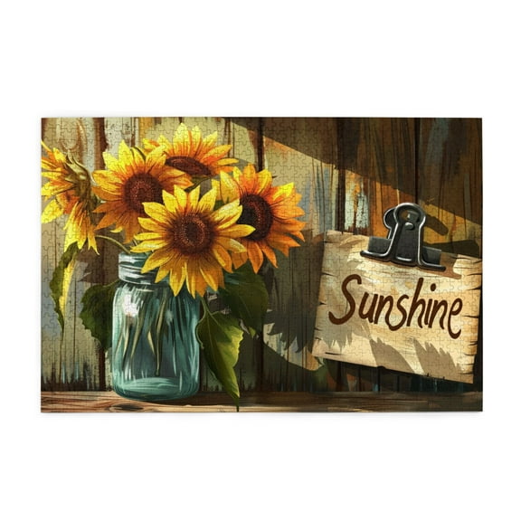 1000 PCS Sunshine Slogan Sunflower vase jigsaw puzzles 1000 pieces,Unique Artwork for Adults,Challenging Brain Exercise,1000 Piece Jigsaw Puzzle for Adults Challenging Puzzle Perfect for Game Nights