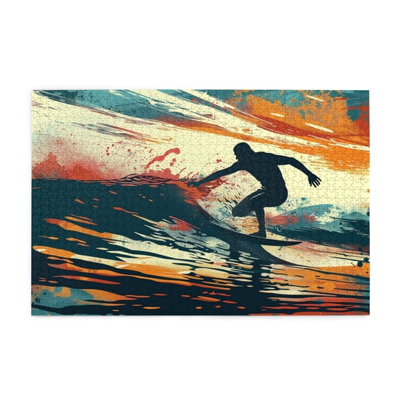 1000 PCS Surfers 1000 Piece Puzzle For Adults,Stunning Artwork Of Adults,Enchanting Surfers Wooden Stress Relieving Puzzle 1000 Piece,Gift For Surfing Enthusiasts,Creative Activity Hobbies For Adults