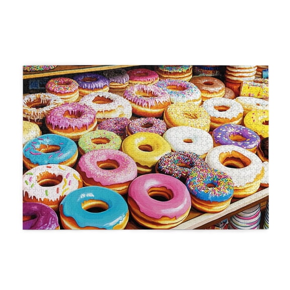 1000 PCS Tempting Donuts Wooden Puzzles 1000 Pieces,Challenging Brain Exercise,For Donuts Enthusiast Gifts,1000 Piece Jigsaw Puzzle For Adults Challenging Puzzle Perfect For Game Nights,Funny Puzzle