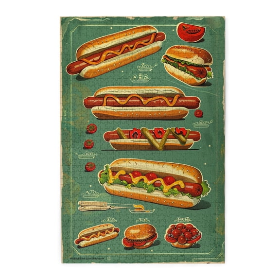 1000 PCS Tempting Hot Dog Puzzles For Adults 1000 Pieces,Unique And Beautiful Design,Classic Food Wooden Jigsaw Puzzles,Relax And Enjoy The Fun Of Solving Puzzles,Challenging Brain Exercise