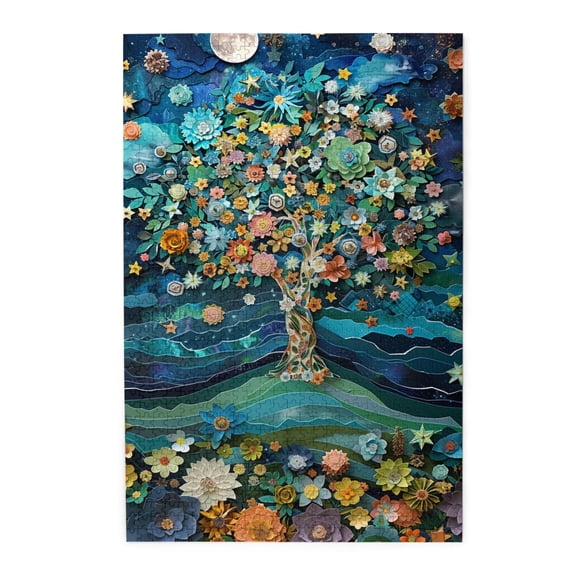 1000 PCS Tree Of The Stars And Moon - 1000 Piece Art Jigsaw Puzzles,Unique And Beautiful Design,Stunning Artwork,Great For Relaxation And Display For Puzzle Enthusiast,Adults Wooden Puzzle