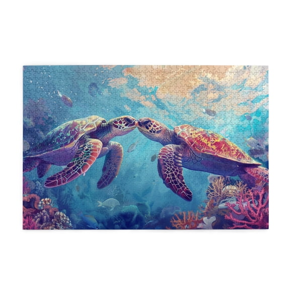 1000 PCS Two Sea Turtles Puzzles For Adults 1000 Pieces,High Difficulty Puzzle,Challenging Brain Exercise,Stunningly Vibrant Colors,Gift For Sea Turtles,Classic Sea Turtles Wooden Puzzle 1000 Piece