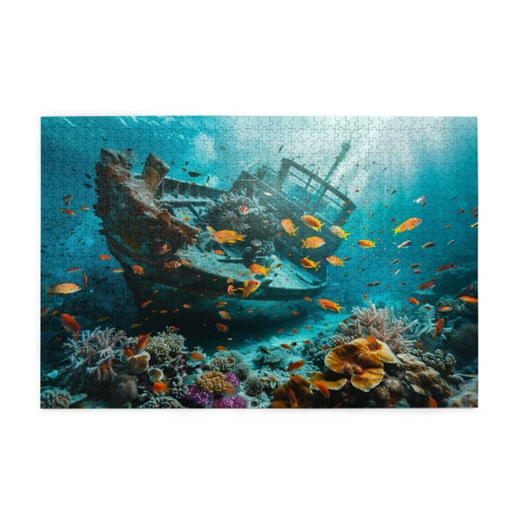 1000 PCS Underwater shipwrecks and fish 1000 Piece Jigsaw Puzzle,Impossible Hard Difficult Challenging Puzzles for Adults,Stunningly Vibrant Colors 1000 Piece Wooden Puzzle,for Puzzle Lovers Gifts