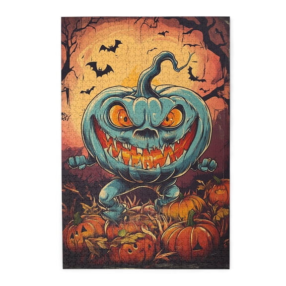 1000 PCS Vibrant Crazy Pumpkin - 1000 Piece Wooden puzzles,Brain Challenge,Wonderful imagination,Characterized by bold and terrifying illustrations,depicting a peculiar pumpkin,Stunning Artwork
