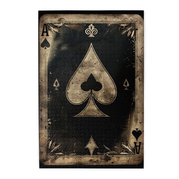 1000 PCS Vintage Poker Spades A 1000 Piece Jigsaw Puzzle For Adults,Unique Artwork For Adults,Great For Relaxation And Display For Puzzle Enthusiast,Retro Poker Wooden Puzzle For Home Decor