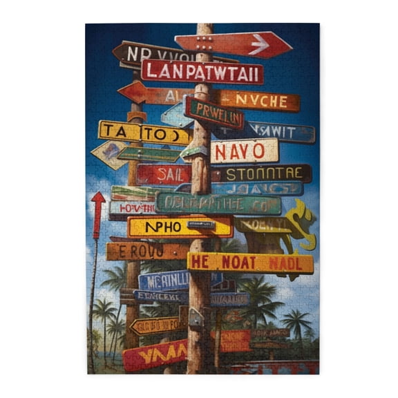 1000 PCS Vintage directional road signs 1000 PCS Funny jigsaw puzzles,Wooden High difficulty puzzle,Impossible Hard Difficult Challenging Puzzles for Adults,Ideal for recreation