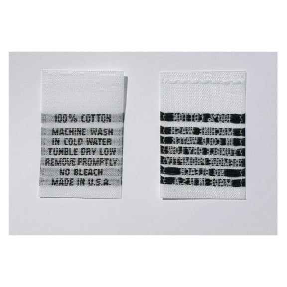 1000 PCS WHITE WOVEN CLOTHING CARE LABELS - 100% COTTON