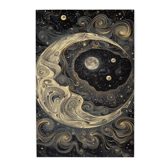 1000 PCS Waning Moon Puzzles For Adults 1000 Pieces,Relax And Enjoy The Fun Of Solving Puzzles,Characterized By Retro And Exquisite Illustrations, Depicting A Crescent Moon,Classic Wooden Puzzle
