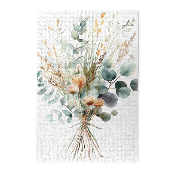 1000 PCS Watercolor Bouquet 1000 Piece Wooden Jigsaw Puzzles,Wonderful Imagination,Enjoy The Puzzle Solving Process,Fun Plant Decompression Puzzle As Home Decor,Creative Activity Hobbies For Adults