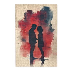 1000 PCS Watercolor Couples 1000 Piece Puzzle For Adults,Brain Challenge,Vibrant Colors,Great For Relaxation And Display For Puzzle Enthusiast,Enchanting Couples Wooden Puzzle For Home Wall Decor