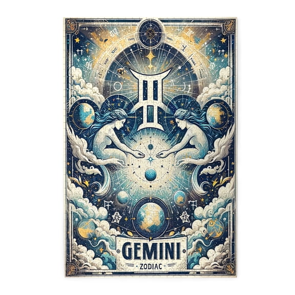 1000 PCS Whimsical Gemini Twins Astrology 1000 piece puzzle for adults,Unique Artwork for Adults,Classic Zodiac Wooden Puzzle,Feel the Charm of Constellations,Challenging Brain Exercise