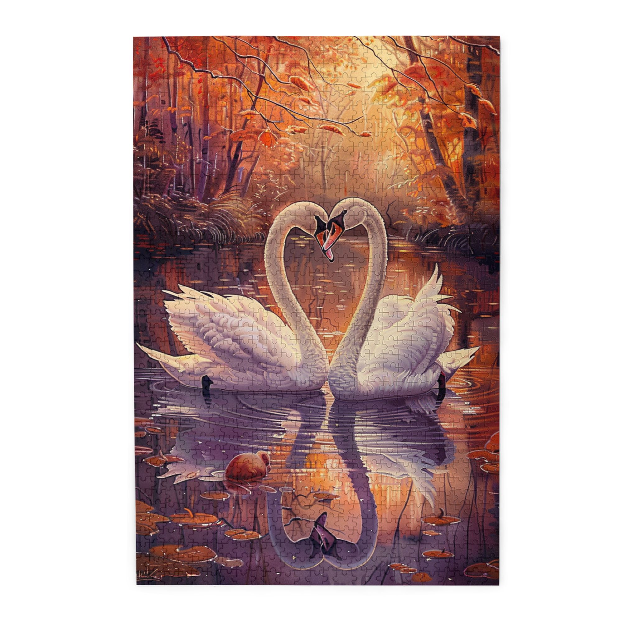 Swan Lake 1000 Piece Puzzle EZ 2 Hold - Swan Lake Romance- 500 Oversized Piece Puzzle