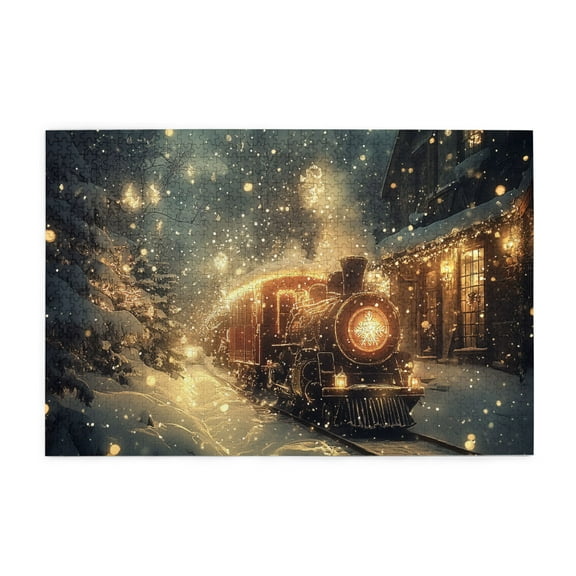 1000 PCS Winter Steam Train puzzles for adults 1000 pieces,Brain Challenge,Relax and enjoy the fun of solving puzzles,Charm Train Adults Wooden jigsaw puzzles,Creative Activity Hobbies for Adults