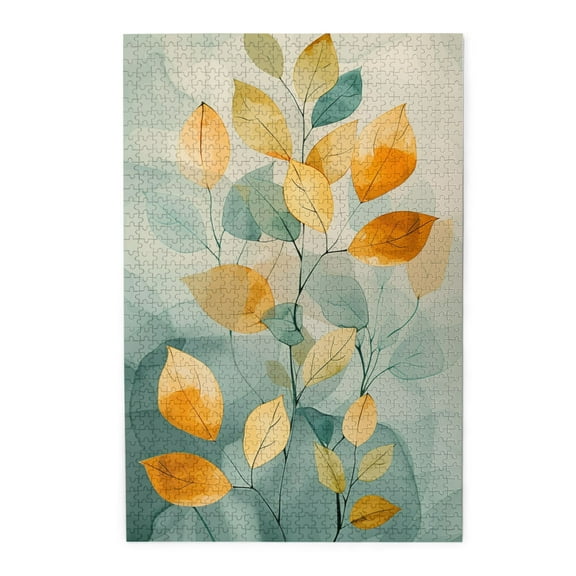 1000 PCS Withered Yellow Green Leaves 1000 Piece Vibrant Jigsaw Puzzle,Enjoy The Puzzle Solving Process,Classic Leaf Puzzle As Home Decoration,Charm Wooden Puzzle Game,Gift Suitable Family Friends