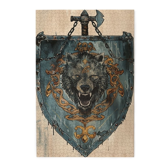 1000 PCS Wolf Head Shield - 1000 Piece Vintage Jigsaw Puzzles,Unique And Beautiful Design,Unique Artwork For Adults,Dedicated To Brave People,Funny Wooden Puzzle Game,Gifts For Friends And Family