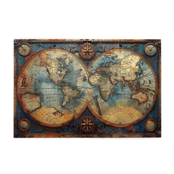 1000 PCS Wooden Puzzle For Adults 1000 Pieces Medieval Times Earth Map,High Difficulty Puzzle,Vintage Medieval Times Earth Map Art Puzzle,Gift For Retro Collector,Creative Activity Hobbies For Adults