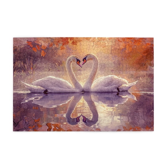 1000 PCS Wooden Puzzle 1000 Piece White Swan Is In The Lake,Unique Artwork For Adults,Charm White Swan Is In The Lake Puzzle,Great For Relaxation And Display For Puzzle Lovers,Stress Relieving Puzzle