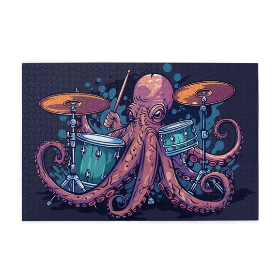 1000 PCS Wooden Puzzles For Adults 1000 Pieces Music Time Of Squid,Challenging Brain Exercise,Chic Music Time Of Squid Modern Art High Difficulty Puzzle,Gift For Puzzle Lovers,Stress Relieving Puzzle