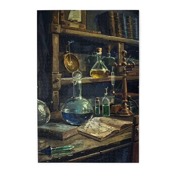 1000 PCS A corner of the laboratory jigsaw puzzles 1000 pieces,Unique Artwork for Adults,Challenging Brain Exercise,Vintage Style Wooden High difficulty puzzle,Creative Activity Hobbies for Adults